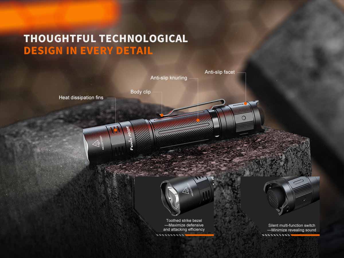 fenix pd32r rechargeable flashlight additional design features