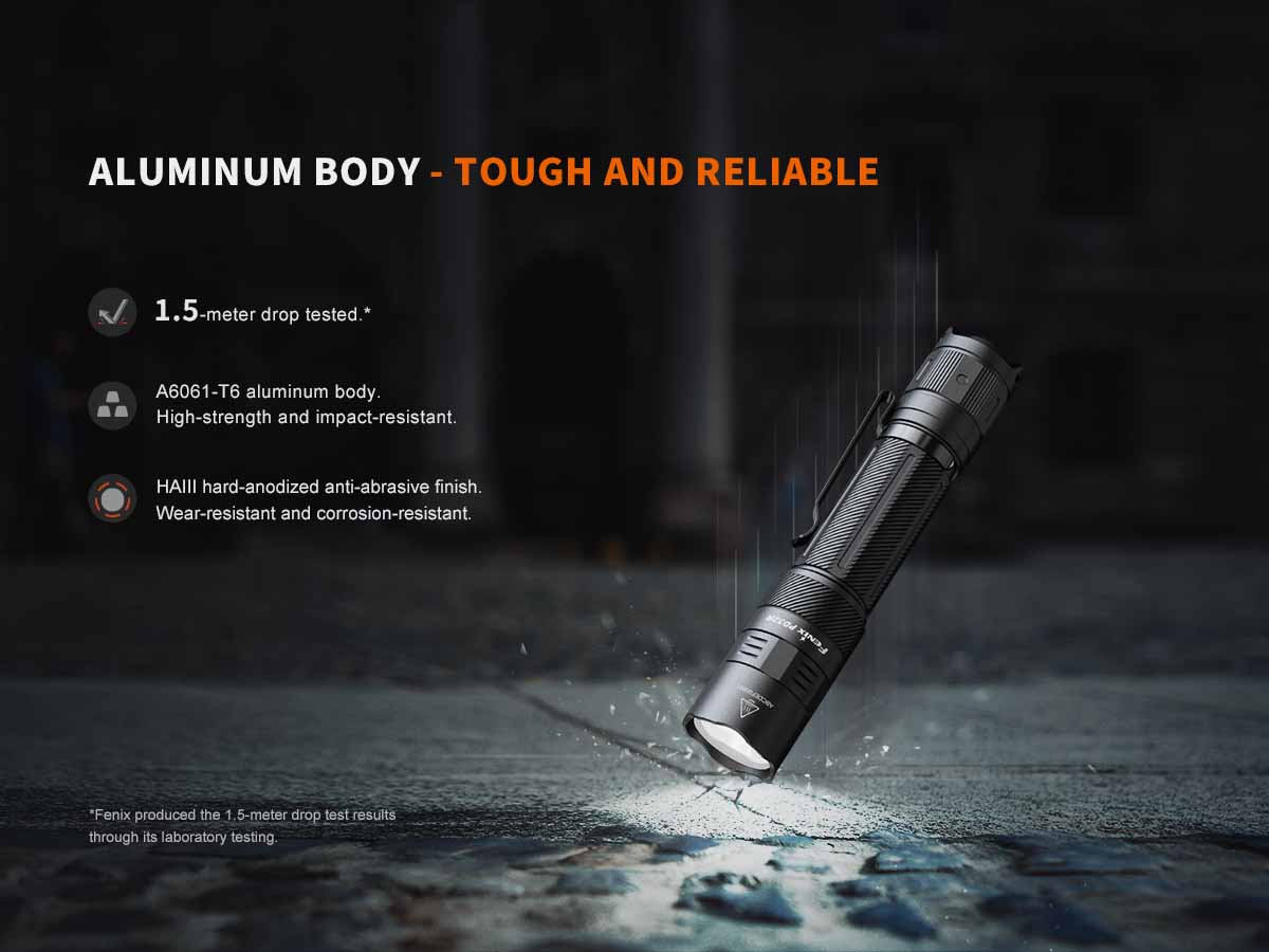 impact resistant fenix pd32r rechargeable flashlight