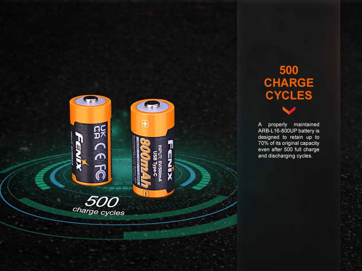 fenix arb-l16-800up rechargeable battery 500 charging cycles