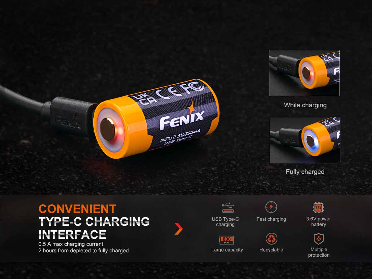 fenix arb-l16-800up rechargeable battery usb type c