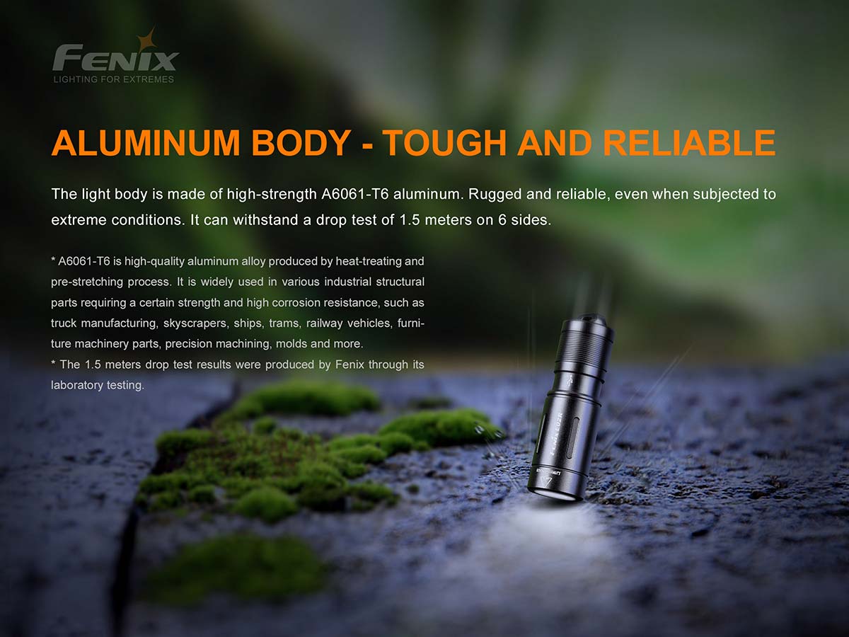 fenix e02r rechargeable edc flashlight impact resistant