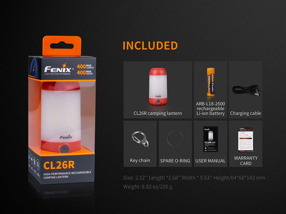fenix cl26r rechargeable lantern included