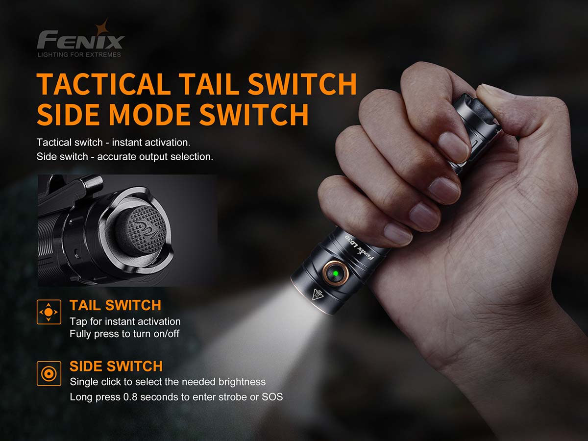 Fenix LD30 flashlight switches