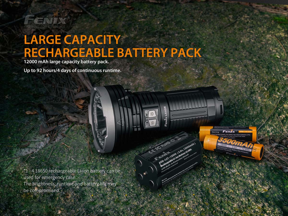 fenix lr40r flashlight battery pack