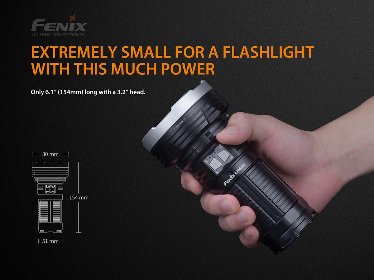 fenix lr40r flashlight small size