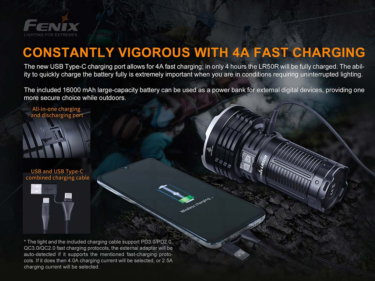 fenix lr50r flashlight rechargeable