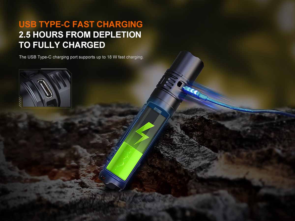 fenix pd36r v2 rechargeable flashlight usb type-c
