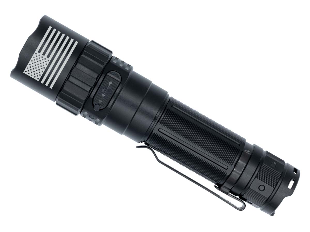 fenix pd40r v3.0 flashlight engraved with flag