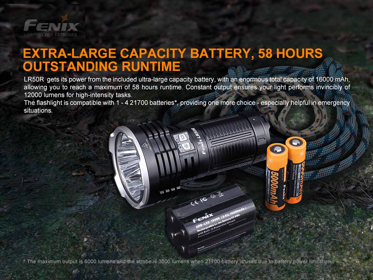 fenix lr50r flashlight battery