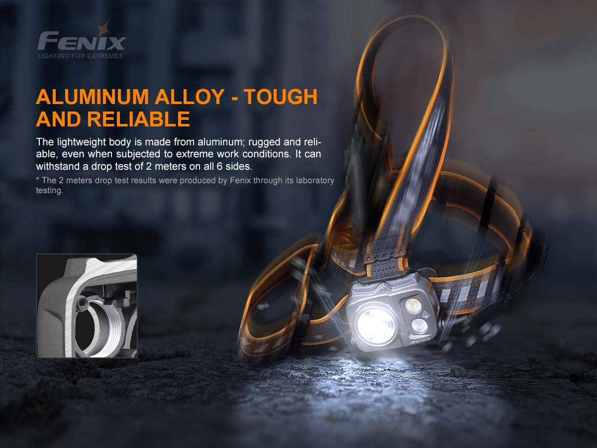 fenix hp25r v2 rechargeable headlamp impact resistant