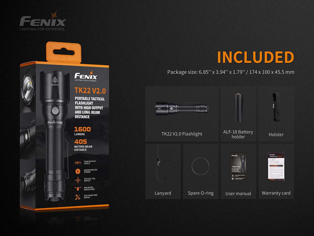 Fenix TK22 V2.0 Tactical Flashlight - DISCONTINUED
