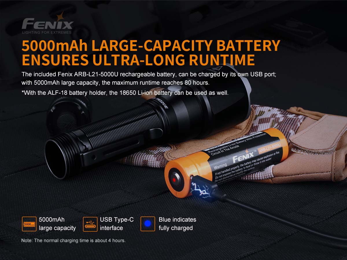 fenix tk22ue tactical flashlight battery