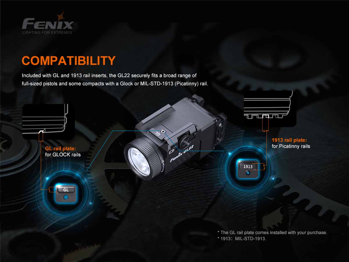 fenix gl22 weapon light compatible