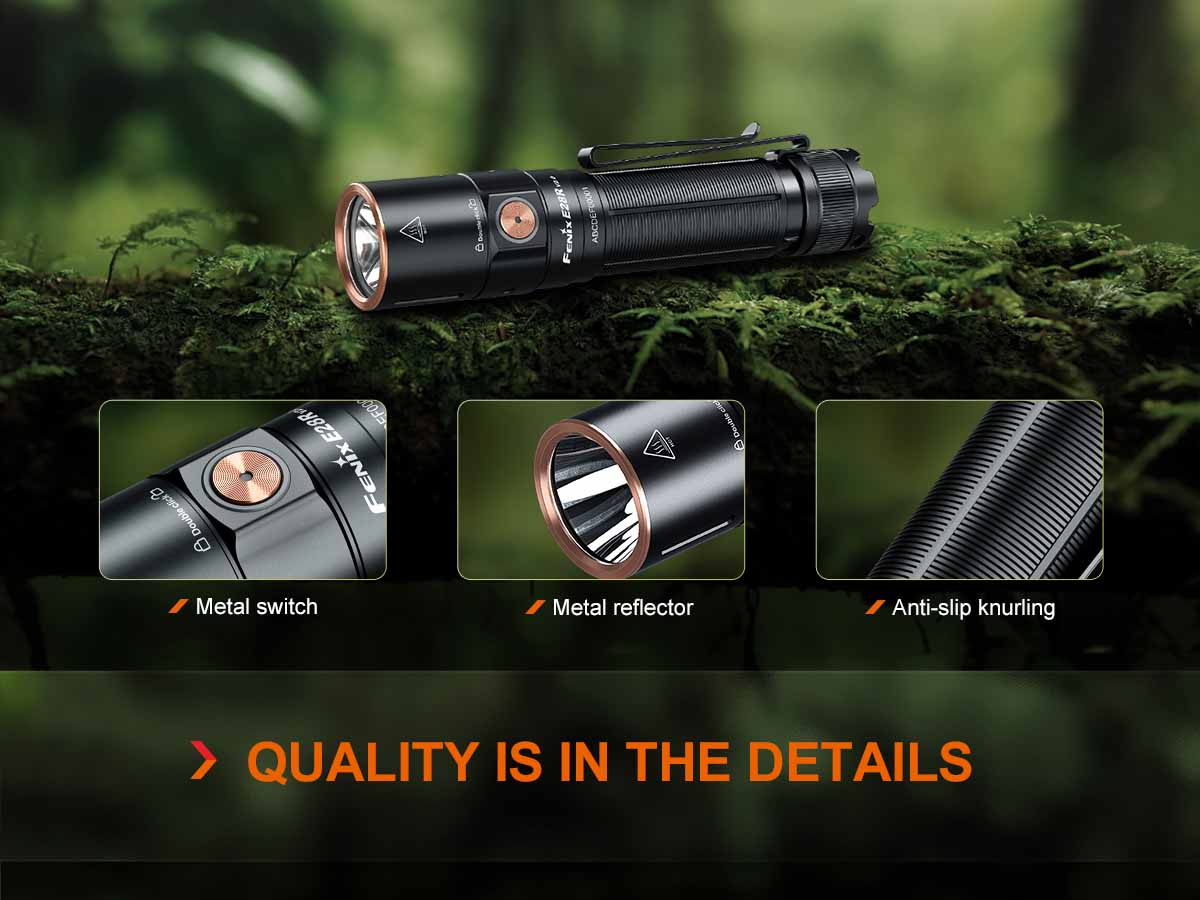 fenix e28r v2 rechargeable edc flashlight design details