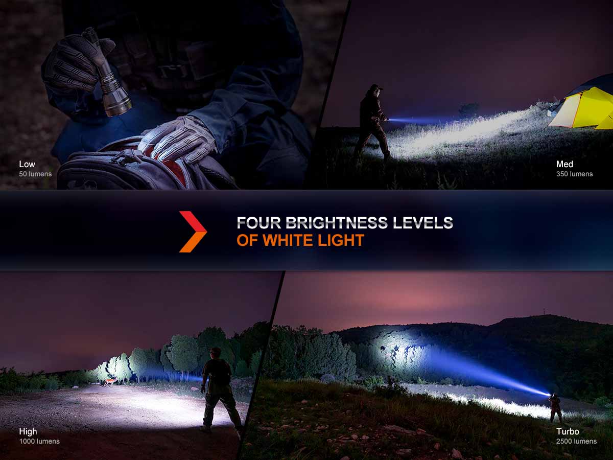 fenix ht32 flashlight four brightness levels