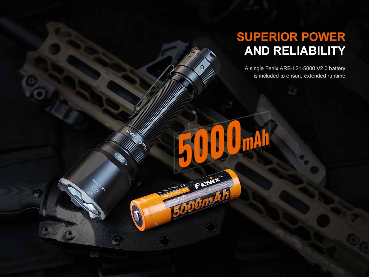 fenix tk22r tactical flashlight 5000mah battery