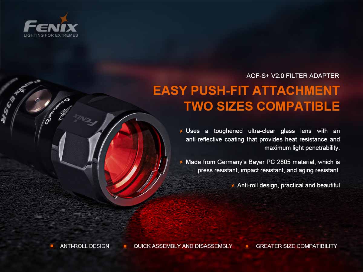fenix aof-s red filter attaches flashlight 