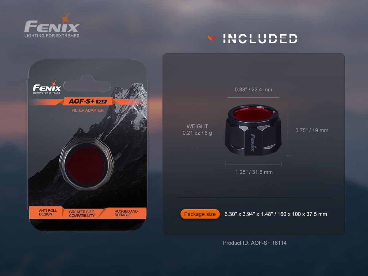 fenix aof-s red filter flashlight package