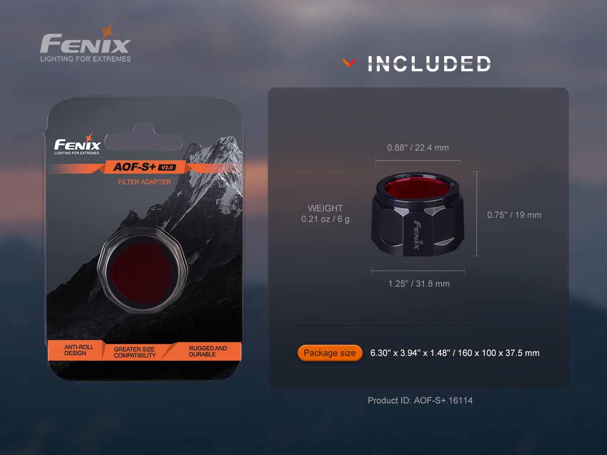 fenix flashlight filter Fenix AOF-S+ V2.0 Filter Adapter