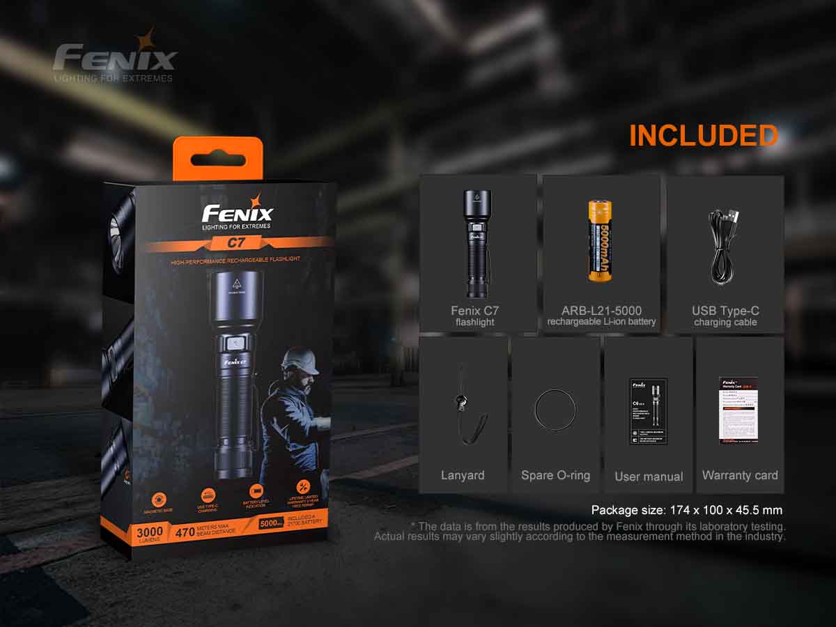 fenix c7 work flashlight included