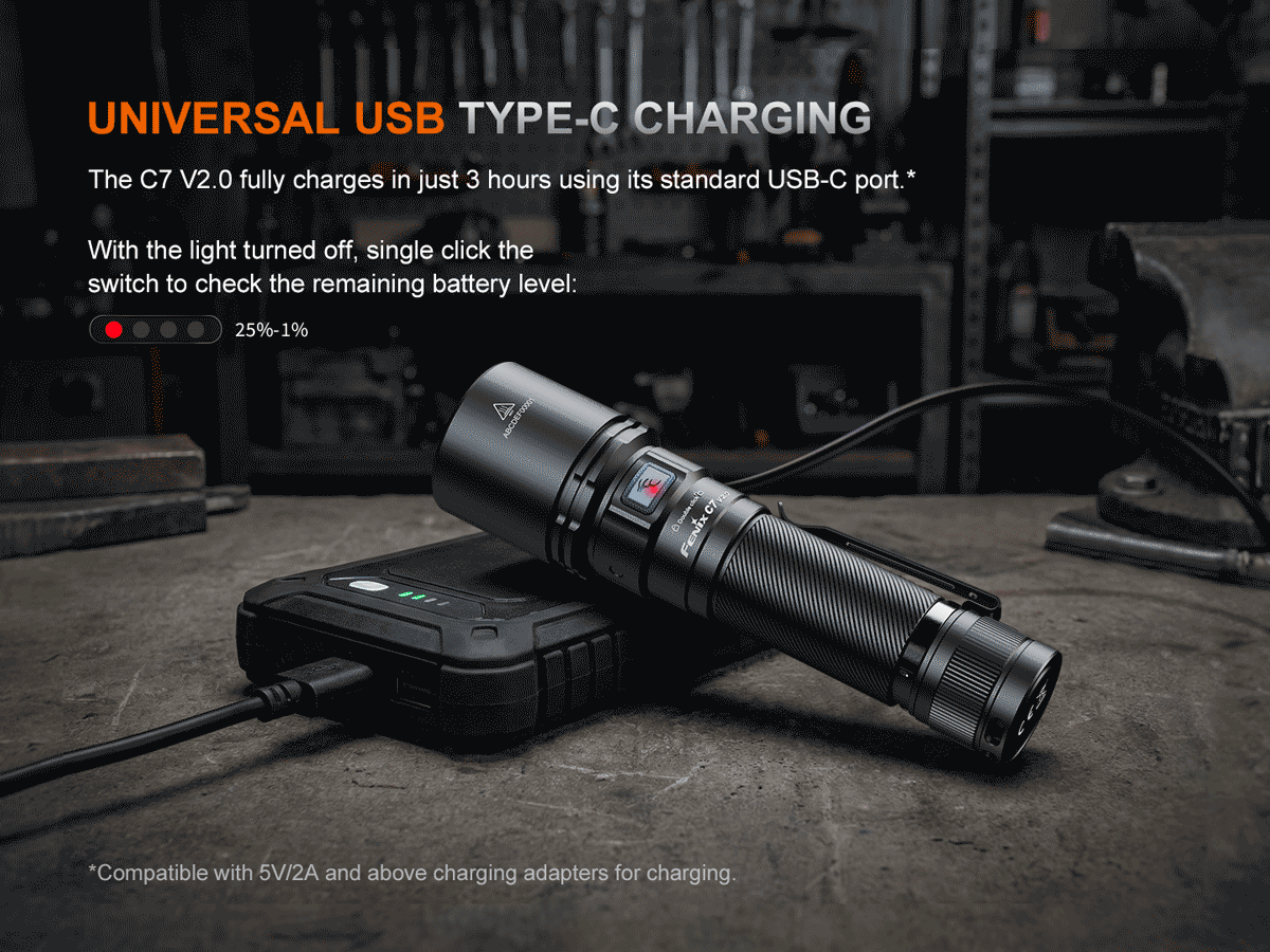 Fenix C7 V2.0 Rechargeable Flashlight - Fenix Lighting