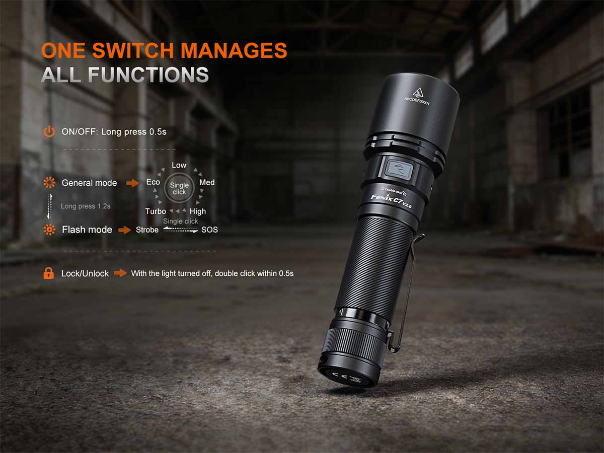 Fenix C7 V2.0 Rechargeable Flashlight - Fenix Lighting