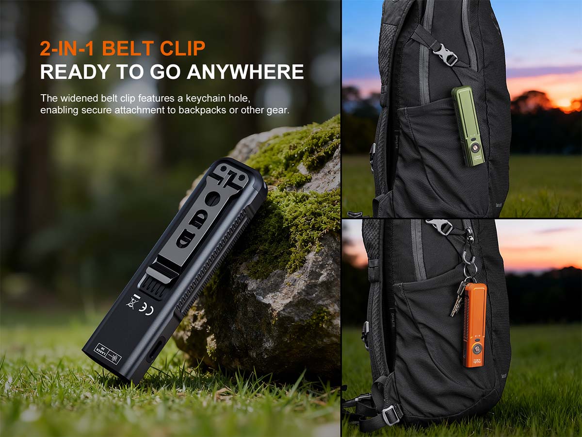 fenix E06R Pro Flat EDC Flashlight 2-in01 belt clip everyday carry