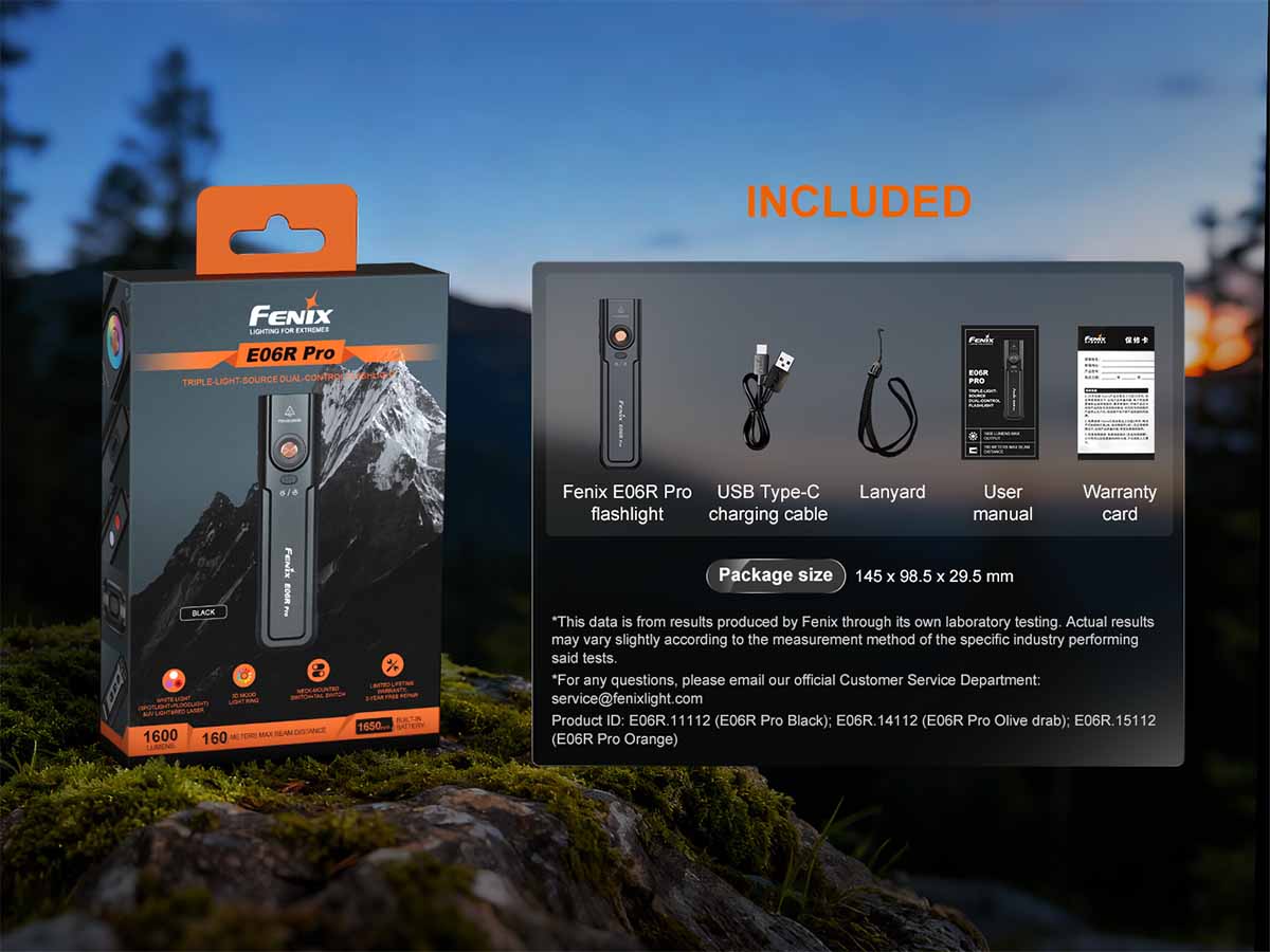 fenix E06R Pro Flat EDC Flashlight included