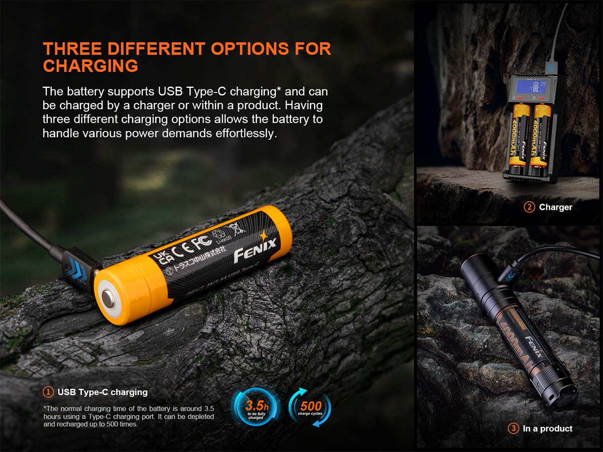 fenix flashlight 18650 battery Fenix ARB-L18-4000U Rechargeable Battery
