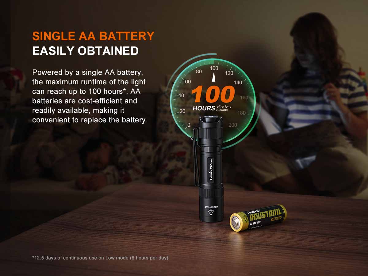 fenix e12 v3 aa flashlight battery