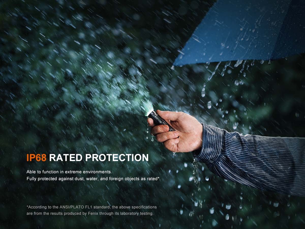 fenix e12 v3 aa flashlight waterproof ip68 rated