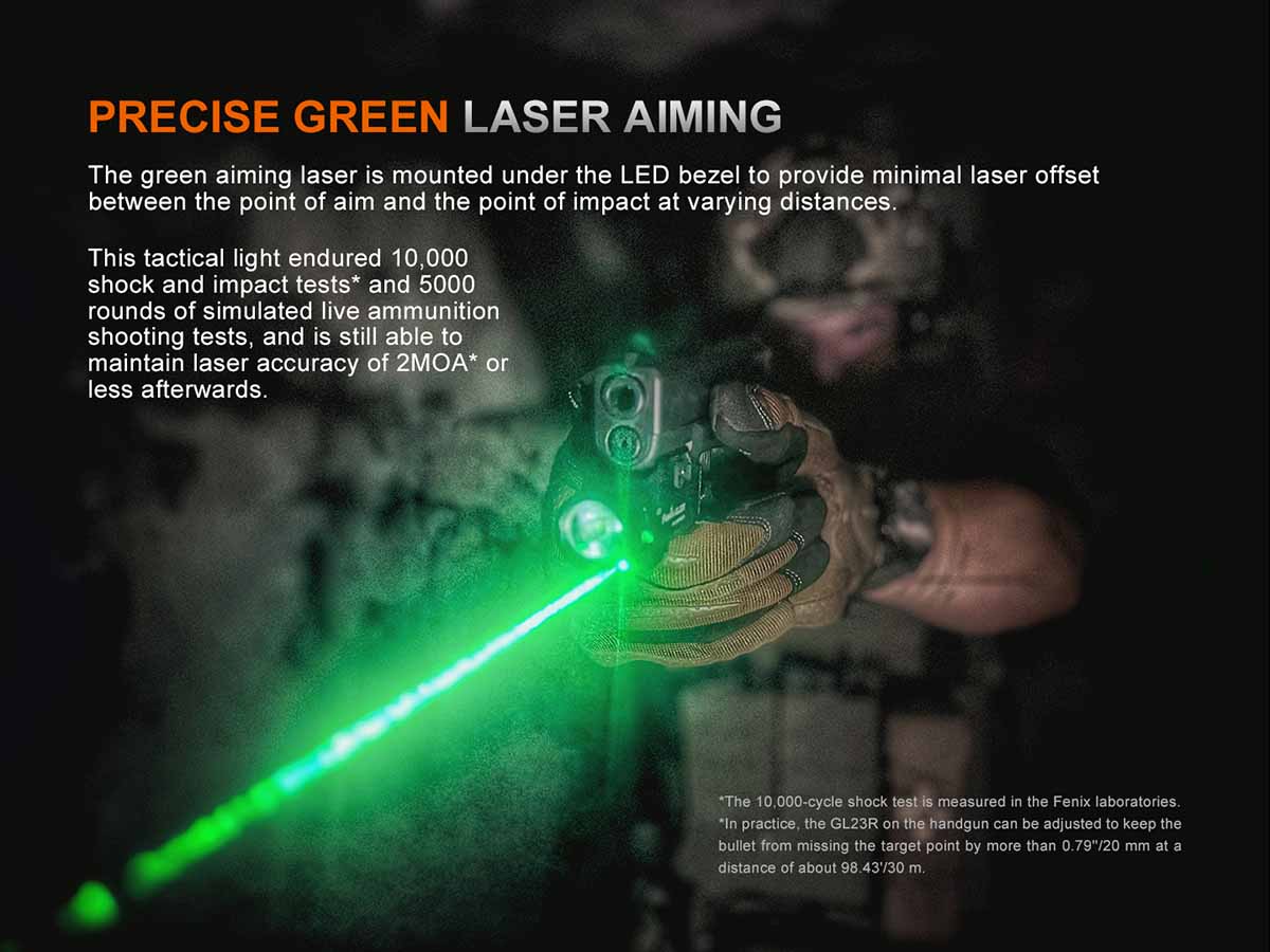 green laser fenix gl23r rechargeable weapon light