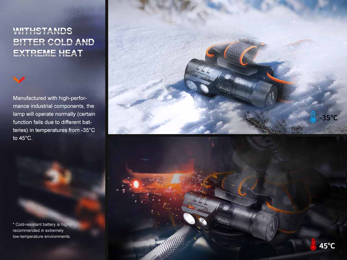 fenix hm71r rechargeable headlamp temperature resistant