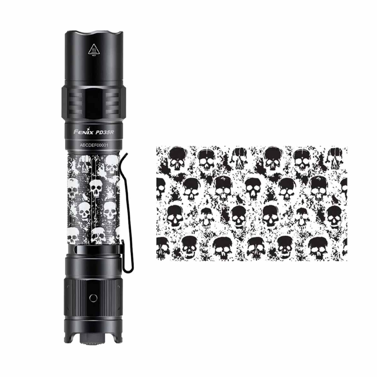 fenix pd35r rechargeable flashlight skull engraving