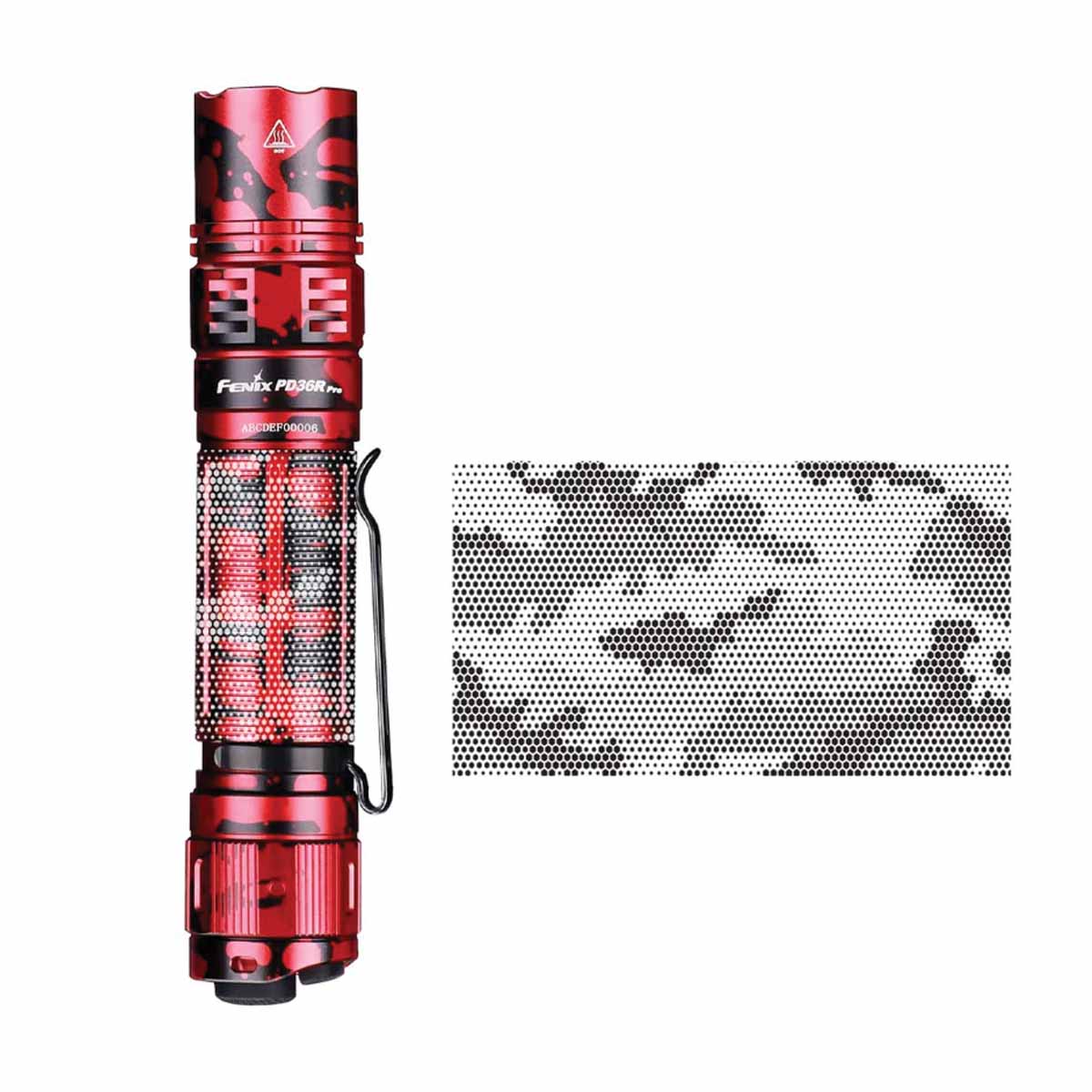 fenix pd36r pro engraved flashlight body design digital camo