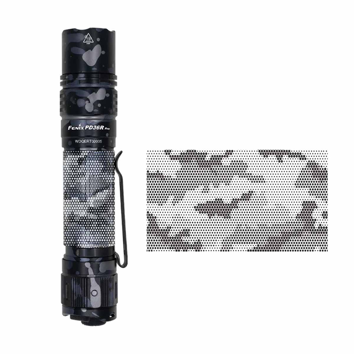 fenix pd36r pro engraved flashlight body design digital camo