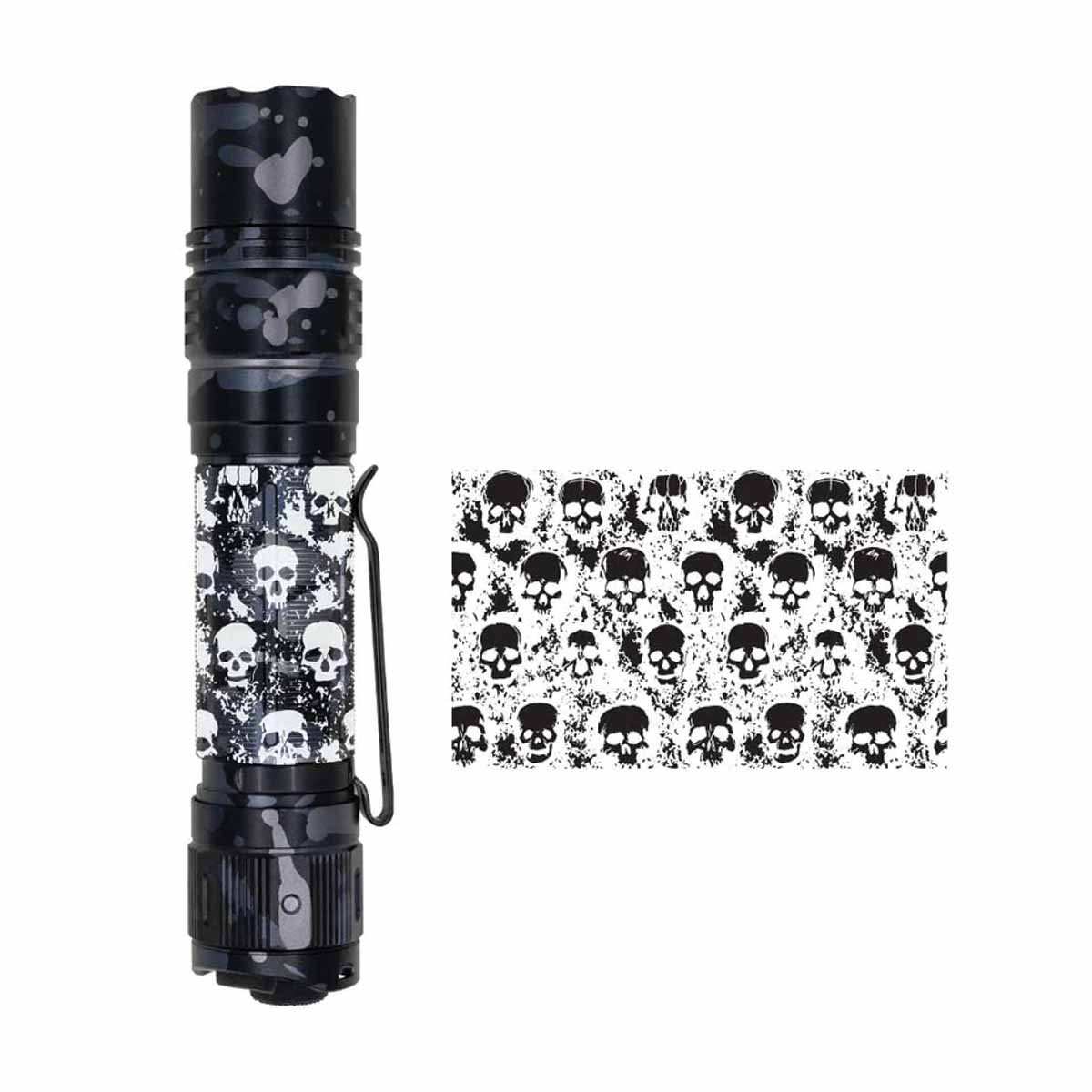 fenix pd36r pro engraved flashlight body design grunge skull
