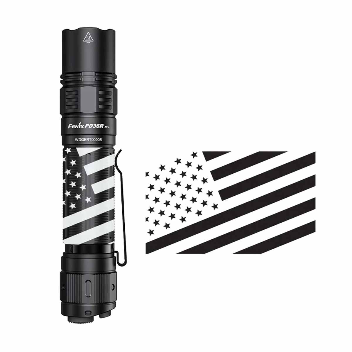fenix pd36r pro engraved flashlight body design USA flag
