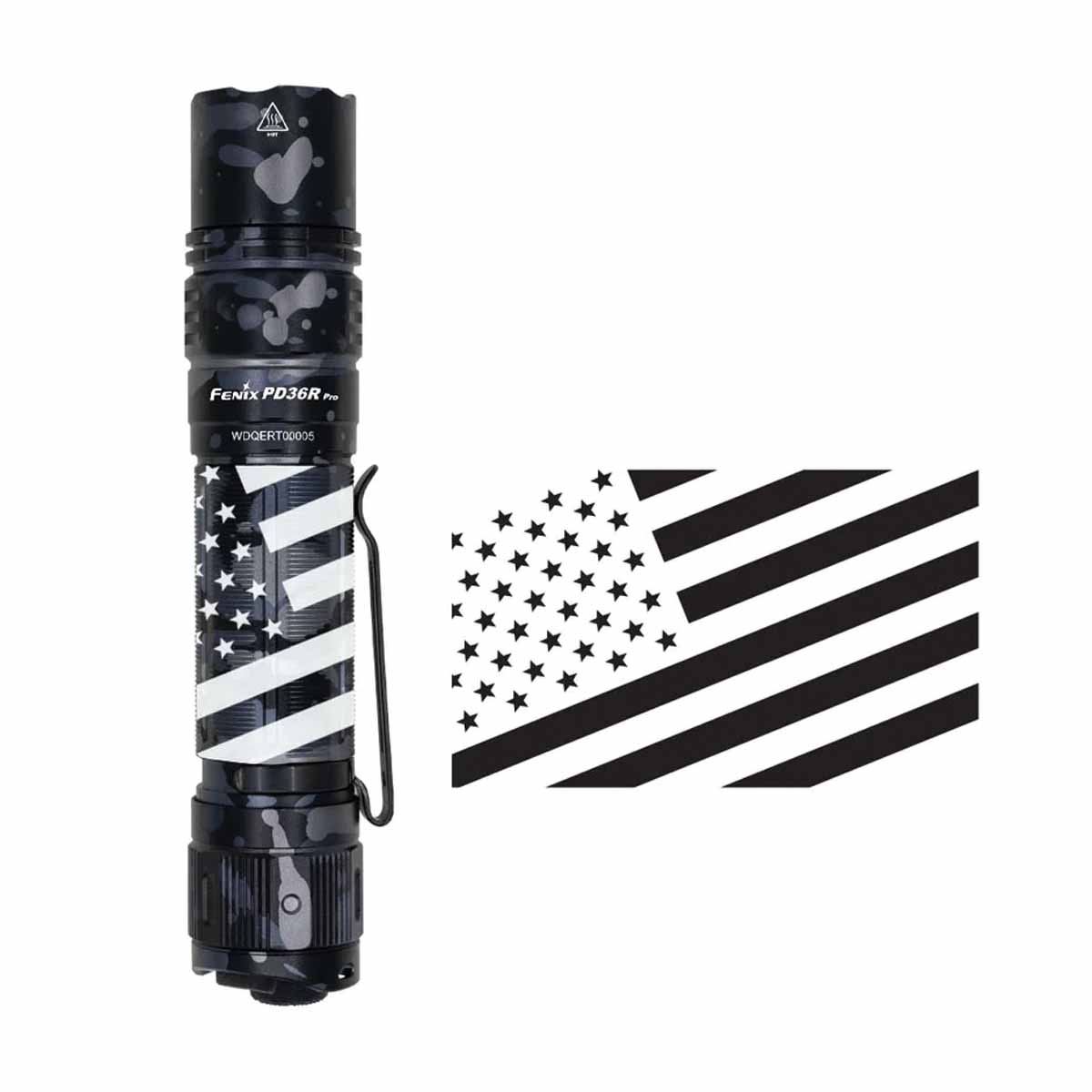 fenix pd36r pro engraved flashlight body design USA flag