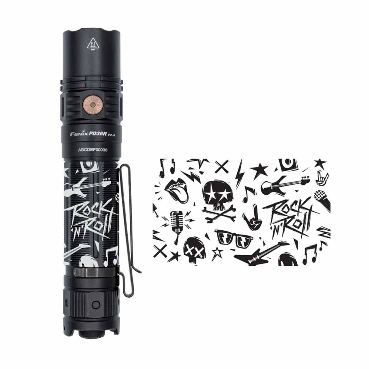 fenix pd36r v2 rechargeable flashlight rock n roll