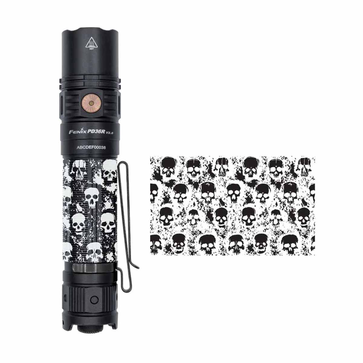 fenix pd36r v2 rechargeable flashlight grunge skulls