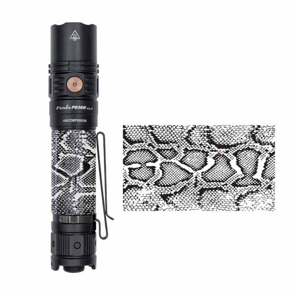fenix pd36r v2 rechargeable flashlight snake skin body wrap