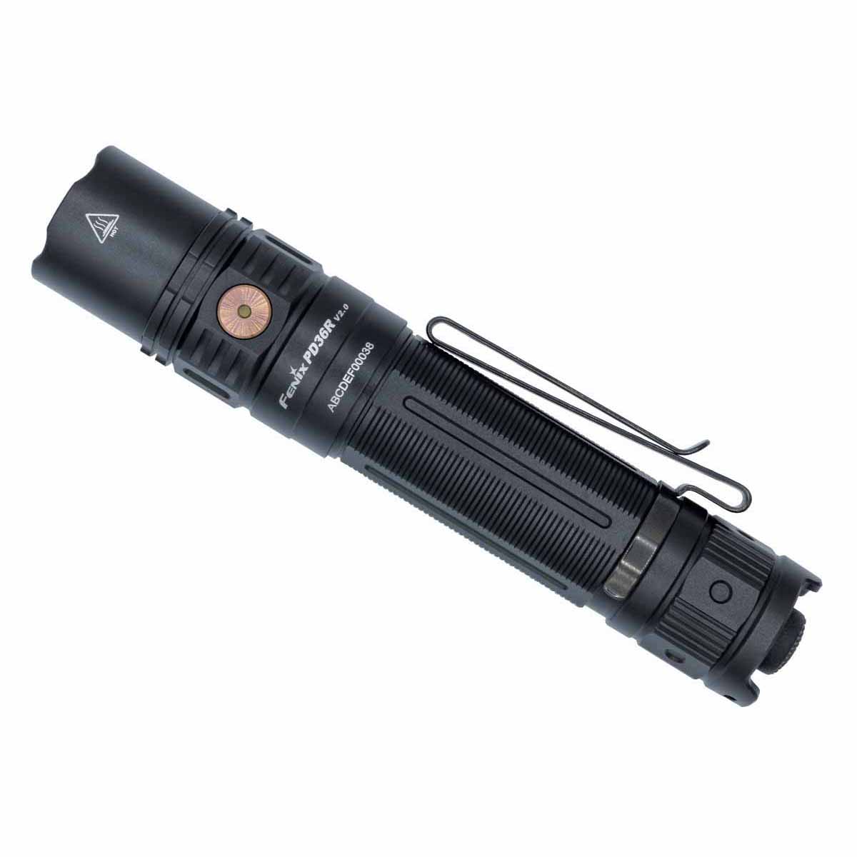 fenix pd36r v2.0 rechargeable flashlight side view