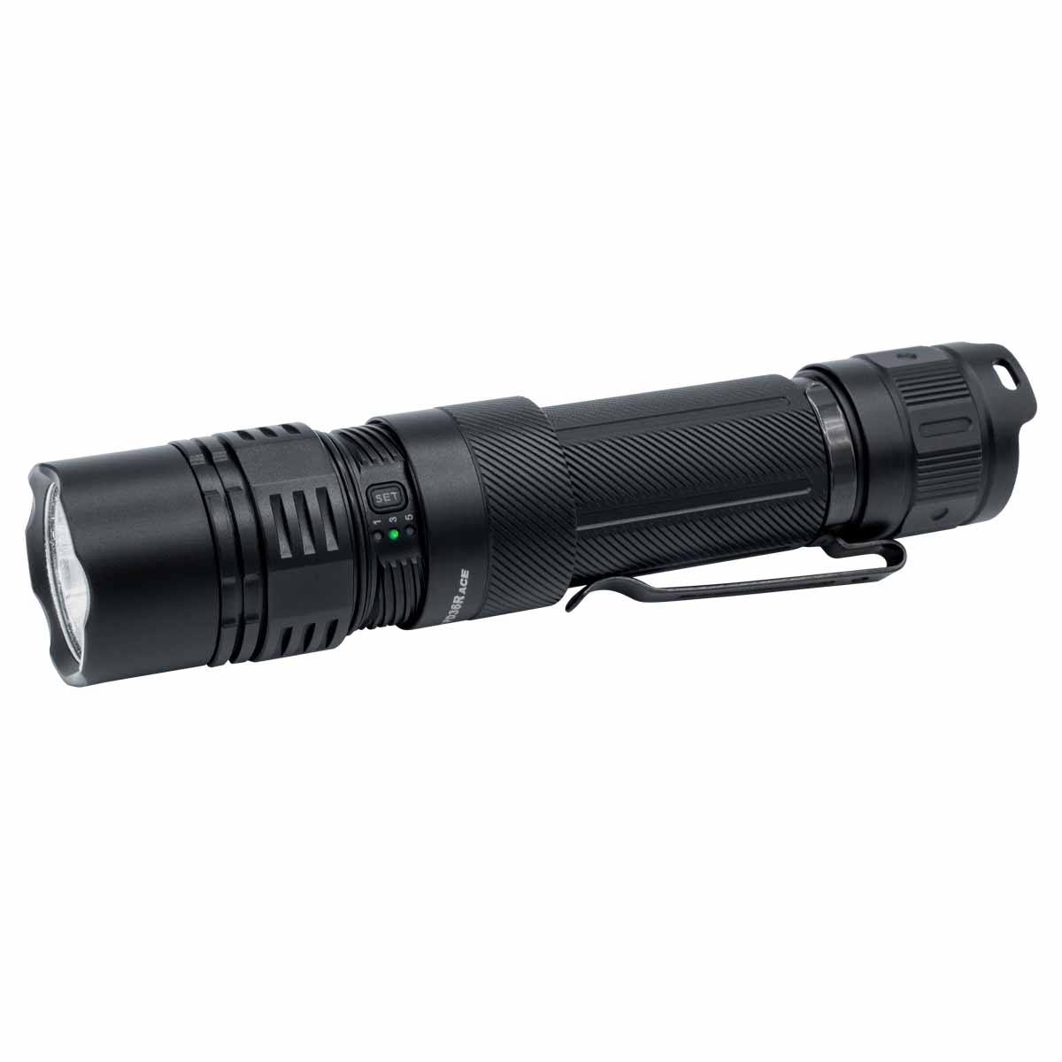fenix pd36r ace flashlight showing the set button