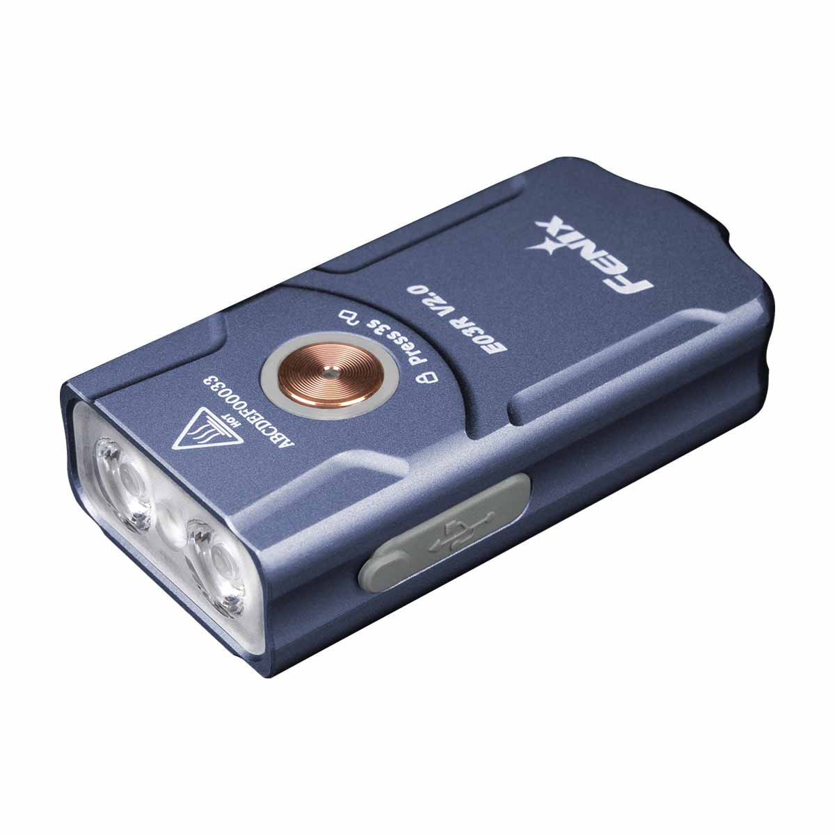 fenix e03r v2.0 rechargeable keychain flashlight blue