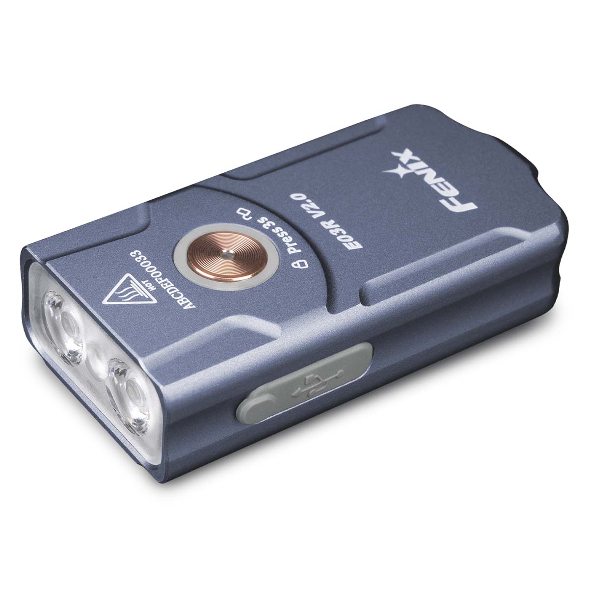 Supreme E03R v2.0 キーチェーンフラッシュライト、青 Fenix E03R V2.0 Keychain Flashlight - Fenix Lighting