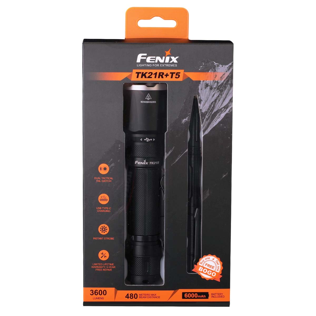 Fenix TK21R Rechargeable Tac Flashlight - Fenix Lighting