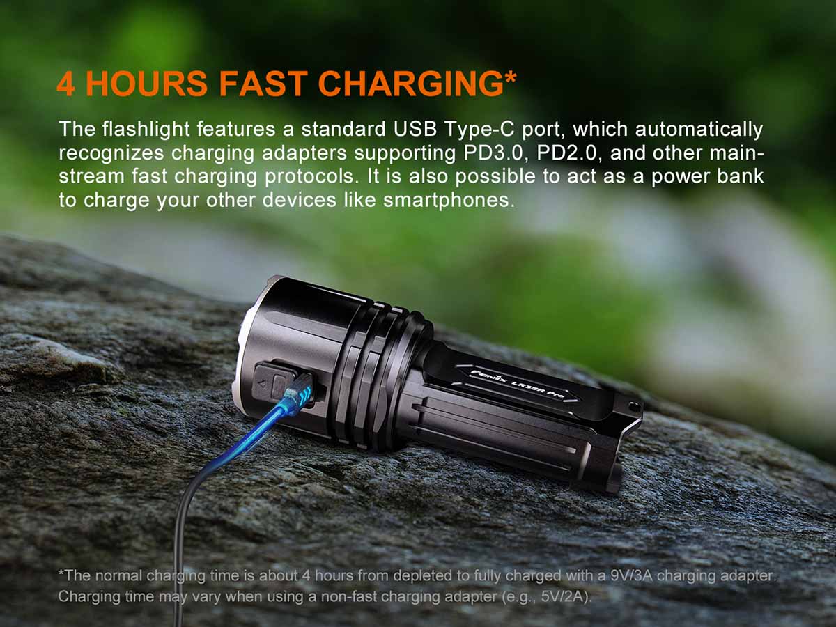usbc rechargeable fenix lr35r pro 10000 lumen flashlight