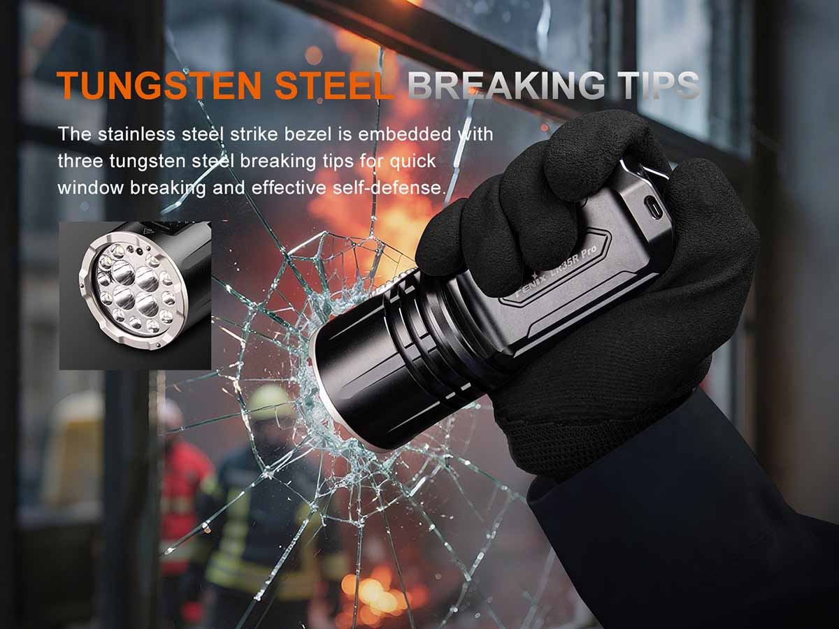 glass breaking tips fenix lr35r pro 10000 lumen flashlight
