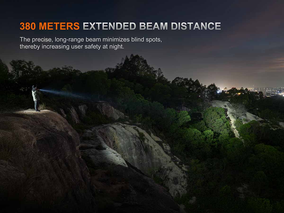 fenix pd35r ace flashlight beam distance